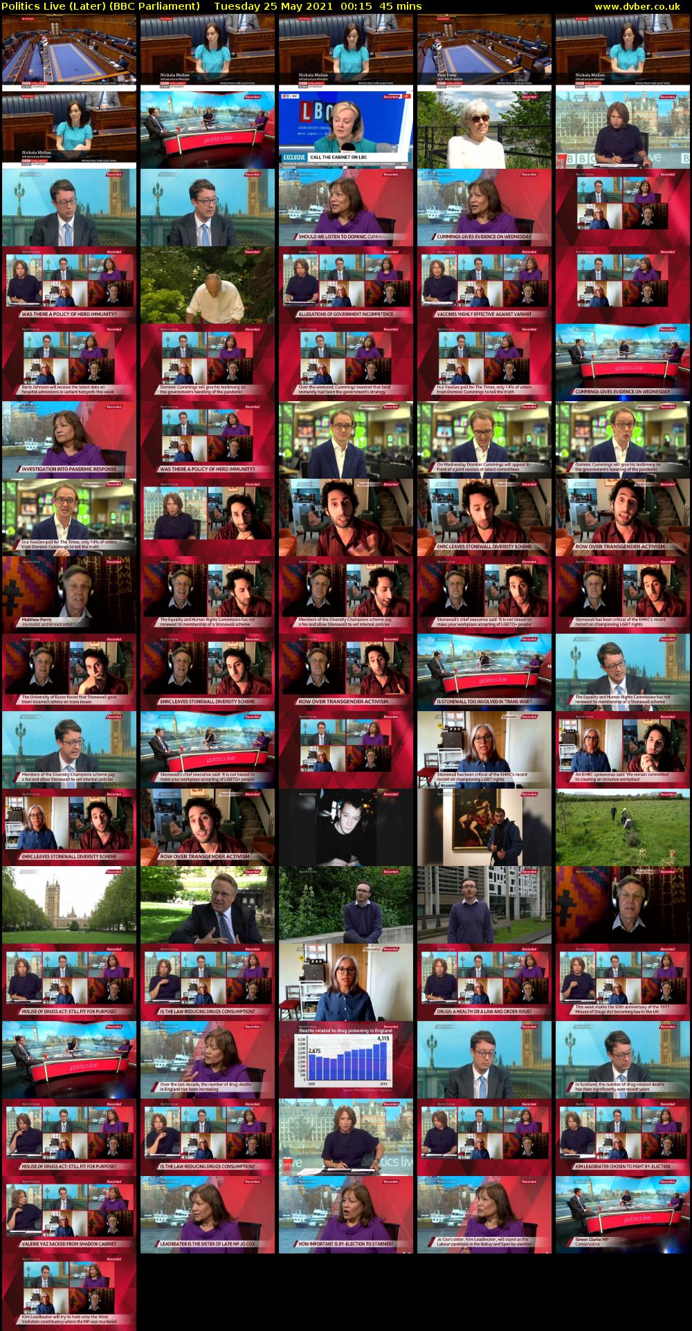 Politics Live (Later) (BBC Parliament) Tuesday 25 May 2021 00:15 - 01:00