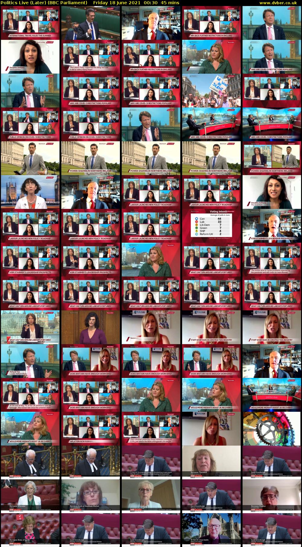 Politics Live (Later) (BBC Parliament) Friday 18 June 2021 00:30 - 01:15
