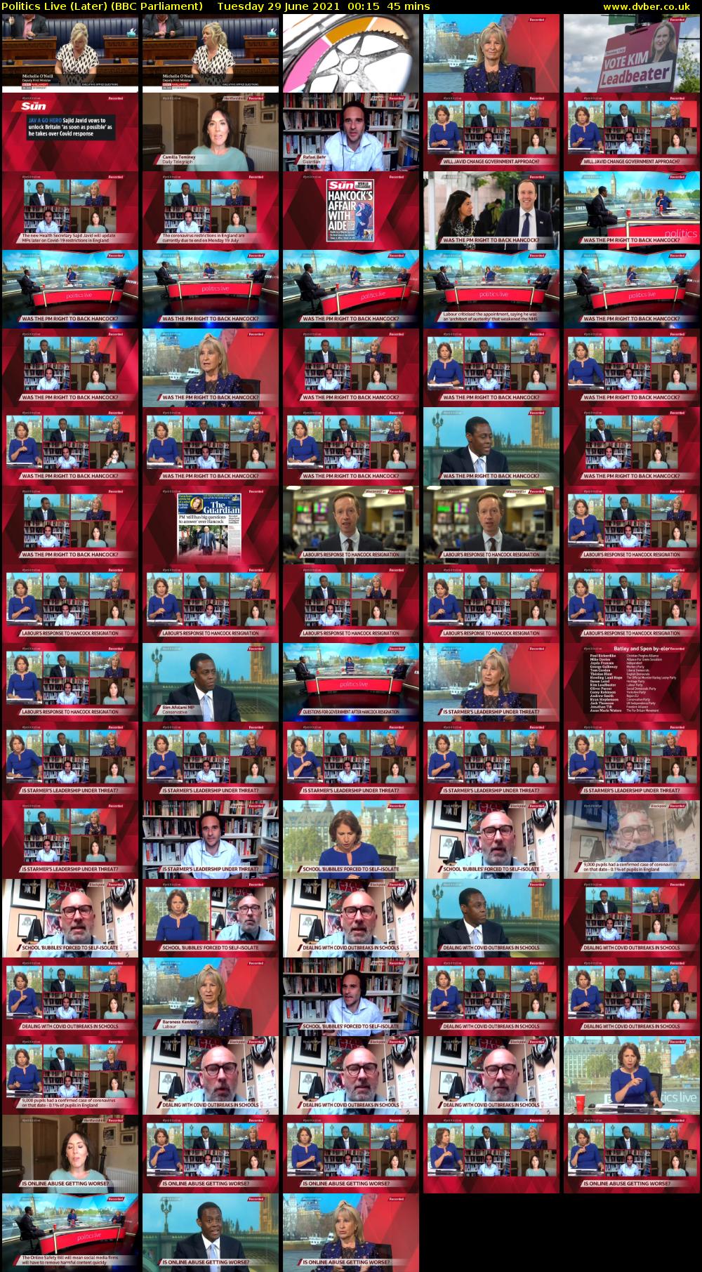 Politics Live (Later) (BBC Parliament) Tuesday 29 June 2021 00:15 - 01:00