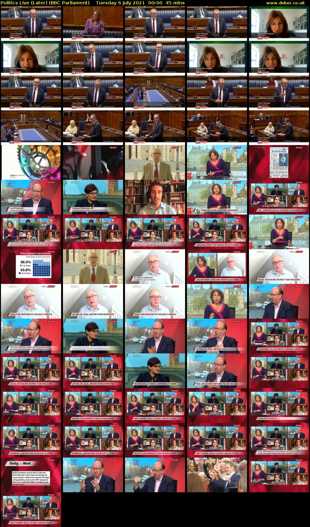 Politics Live (Later) (BBC Parliament) Tuesday 6 July 2021 00:00 - 00:45