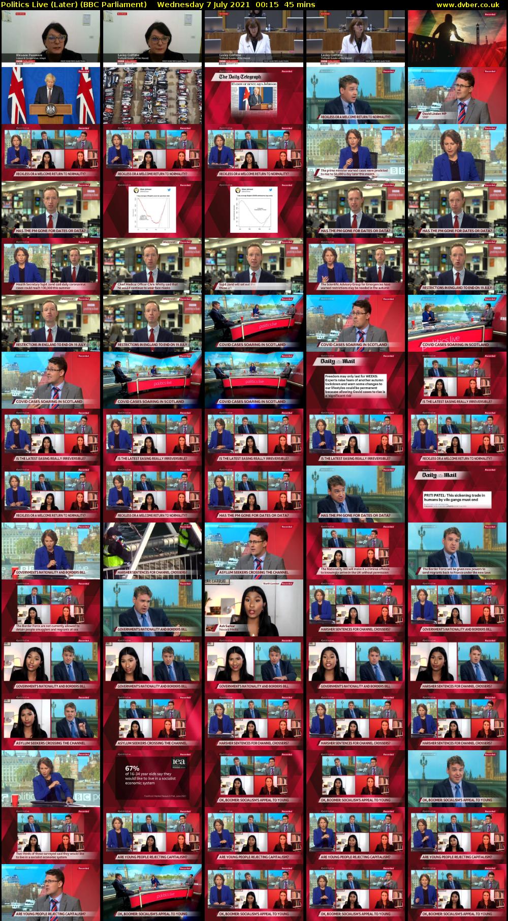Politics Live (Later) (BBC Parliament) Wednesday 7 July 2021 00:15 - 01:00