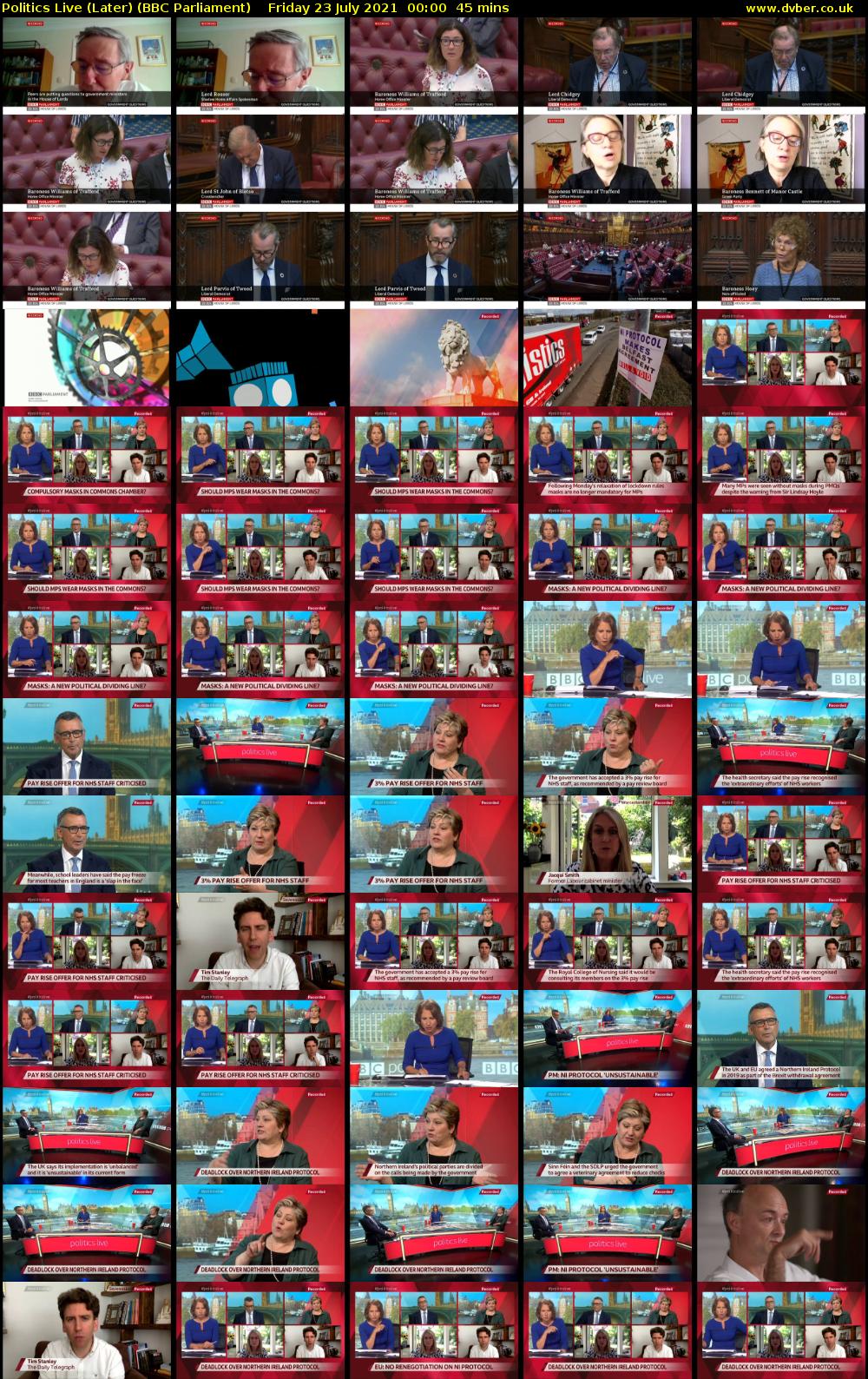 Politics Live (Later) (BBC Parliament) Friday 23 July 2021 00:00 - 00:45