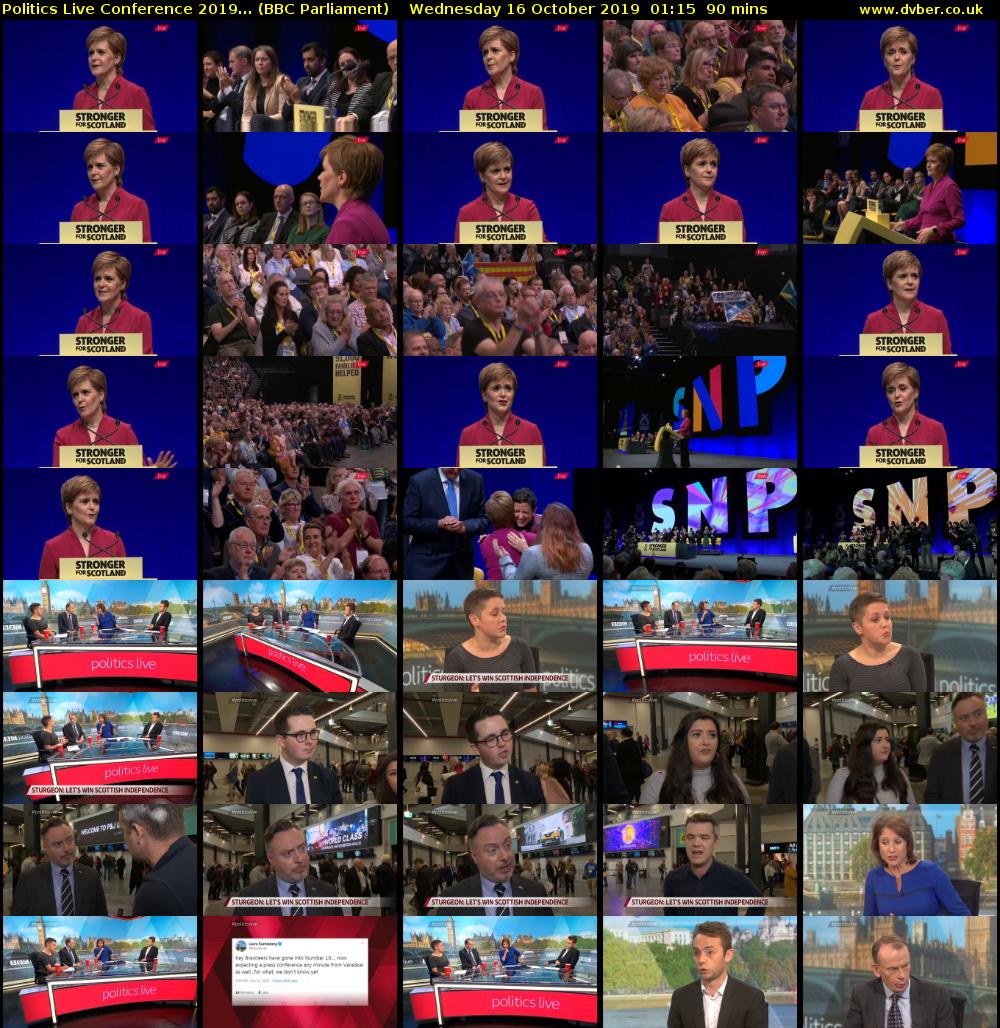 Politics Live Conference 2019... (BBC Parliament) Wednesday 16 October 2019 01:15 - 02:45