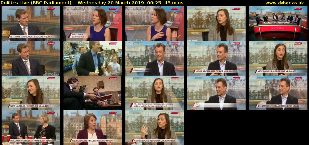 Politics Live (BBC Parliament) Wednesday 20 March 2019 00:25 - 01:10