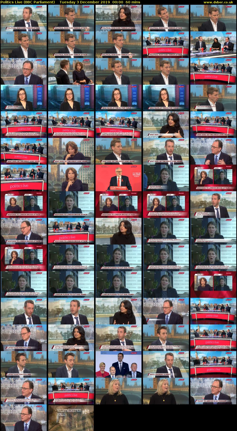 Politics Live (BBC Parliament) Tuesday 3 December 2019 00:00 - 01:00