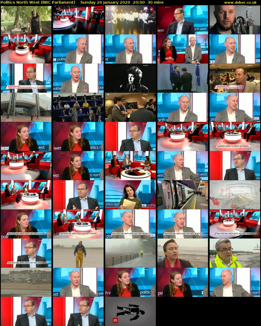 Politics North West (BBC Parliament) Sunday 26 January 2020 20:00 - 20:30