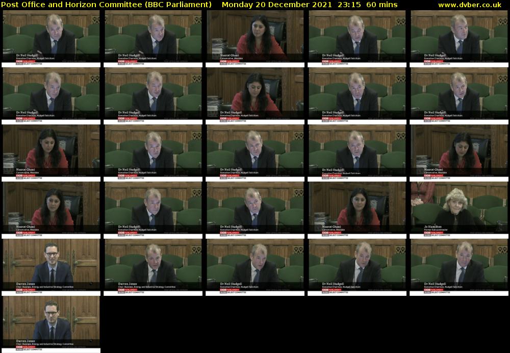 Post Office and Horizon Committee (BBC Parliament) Monday 20 December 2021 23:15 - 00:15