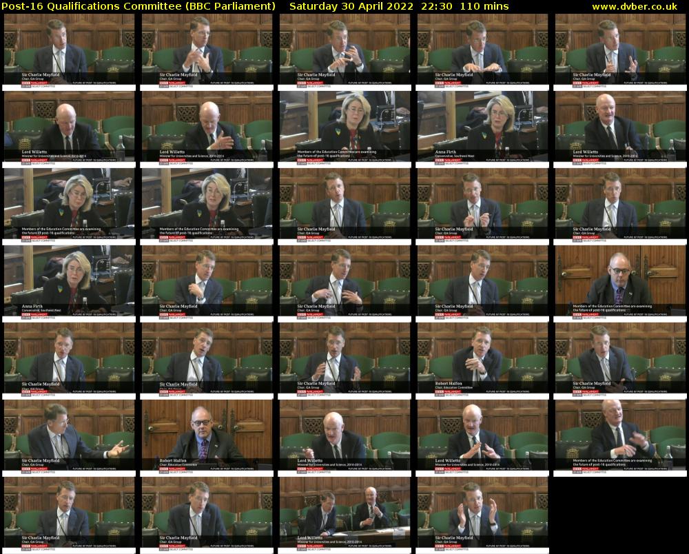 Post-16 Qualifications Committee (BBC Parliament) Saturday 30 April 2022 22:30 - 00:20