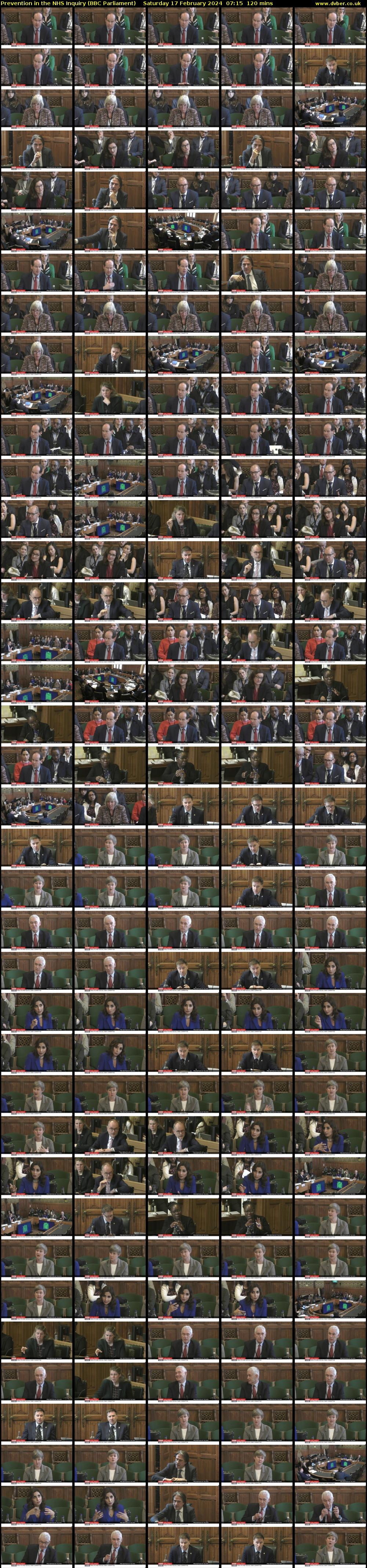 Prevention in the NHS Inquiry (BBC Parliament) Saturday 17 February 2024 07:15 - 09:15