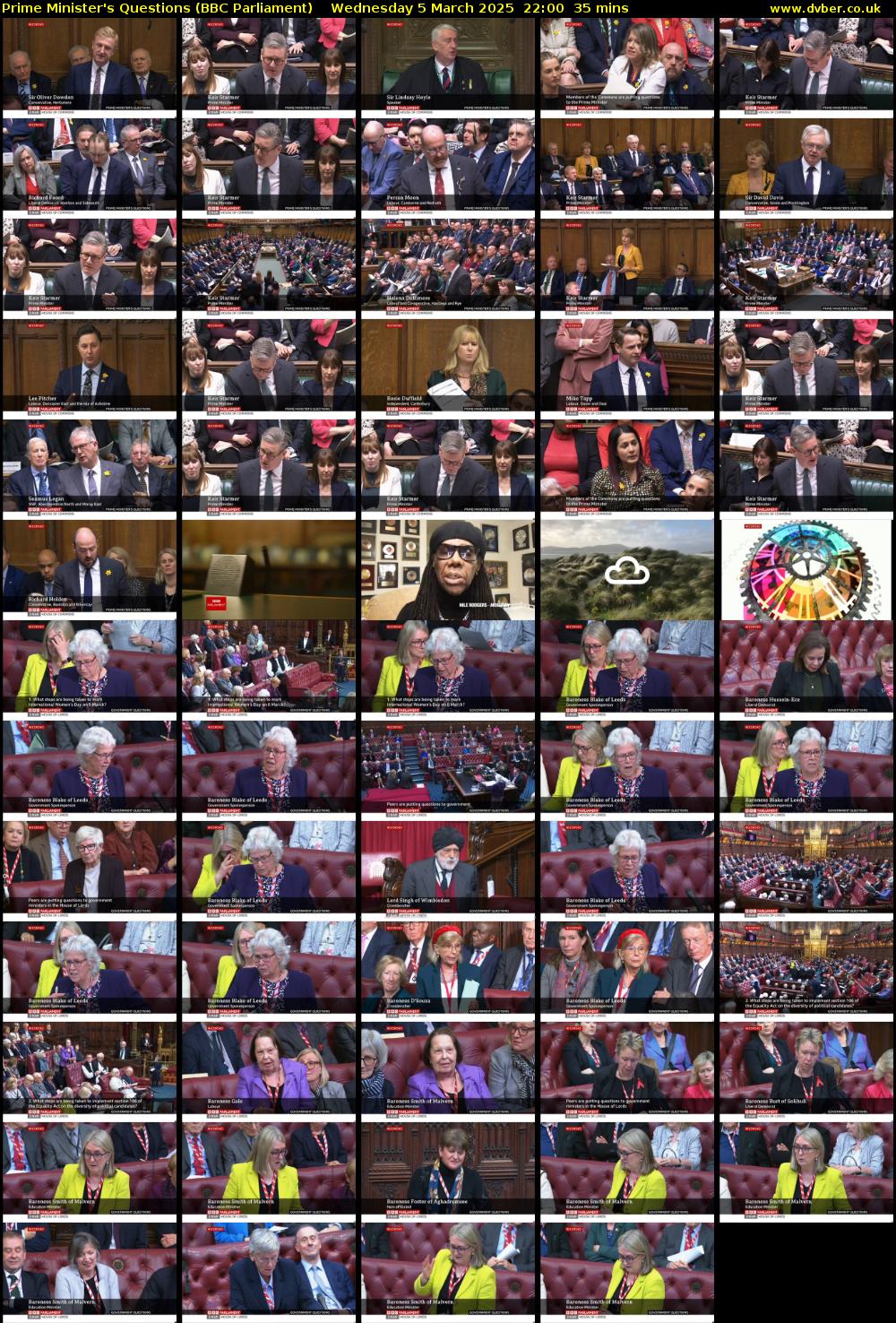 Prime Minister's Questions (BBC Parliament) Wednesday 5 March 2025 22:00 - 22:35