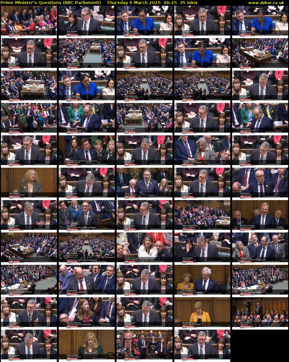 Prime Minister's Questions (BBC Parliament) Thursday 6 March 2025 06:25 - 07:00