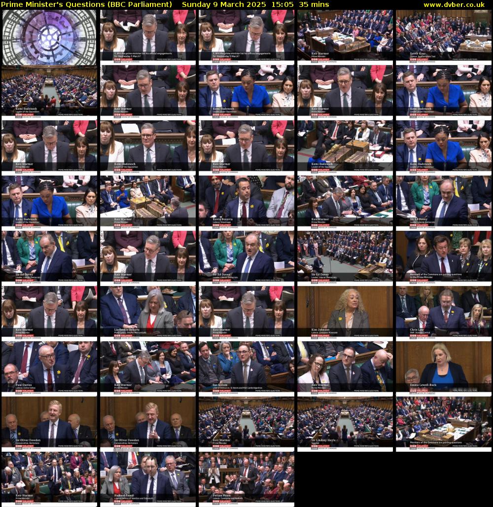 Prime Minister's Questions (BBC Parliament) Sunday 9 March 2025 15:05 - 15:40