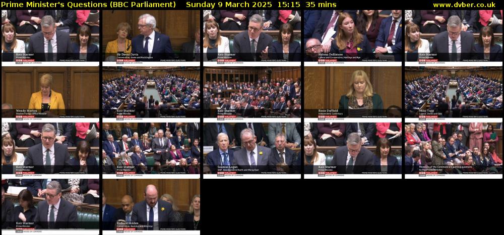 Prime Minister's Questions (BBC Parliament) Sunday 9 March 2025 15:15 - 15:50