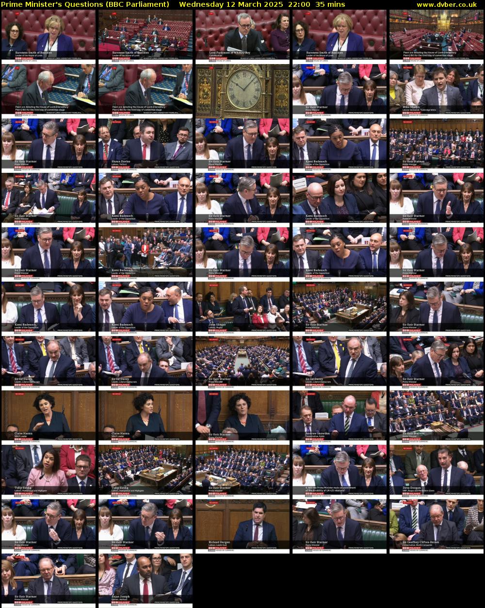 Prime Minister's Questions (BBC Parliament) Wednesday 12 March 2025 22:00 - 22:35