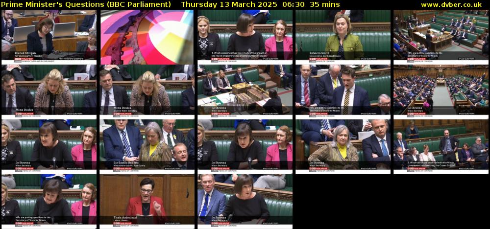 Prime Minister's Questions (BBC Parliament) Thursday 13 March 2025 06:30 - 07:05