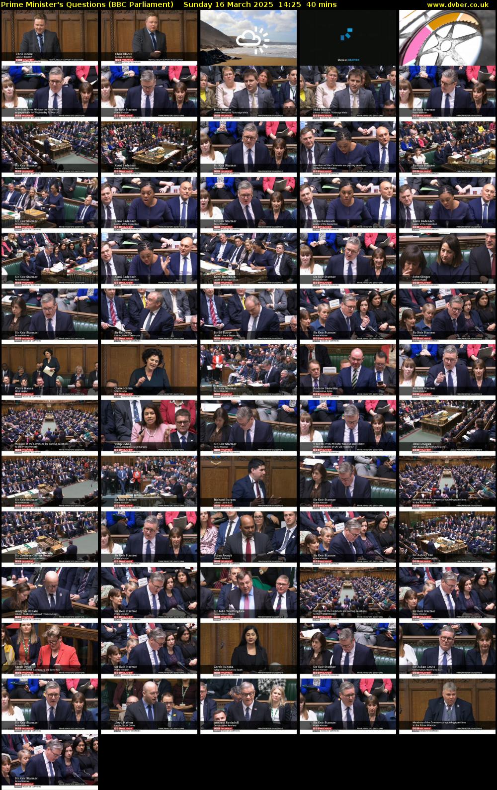 Prime Minister's Questions (BBC Parliament) Sunday 16 March 2025 14:25 - 15:05