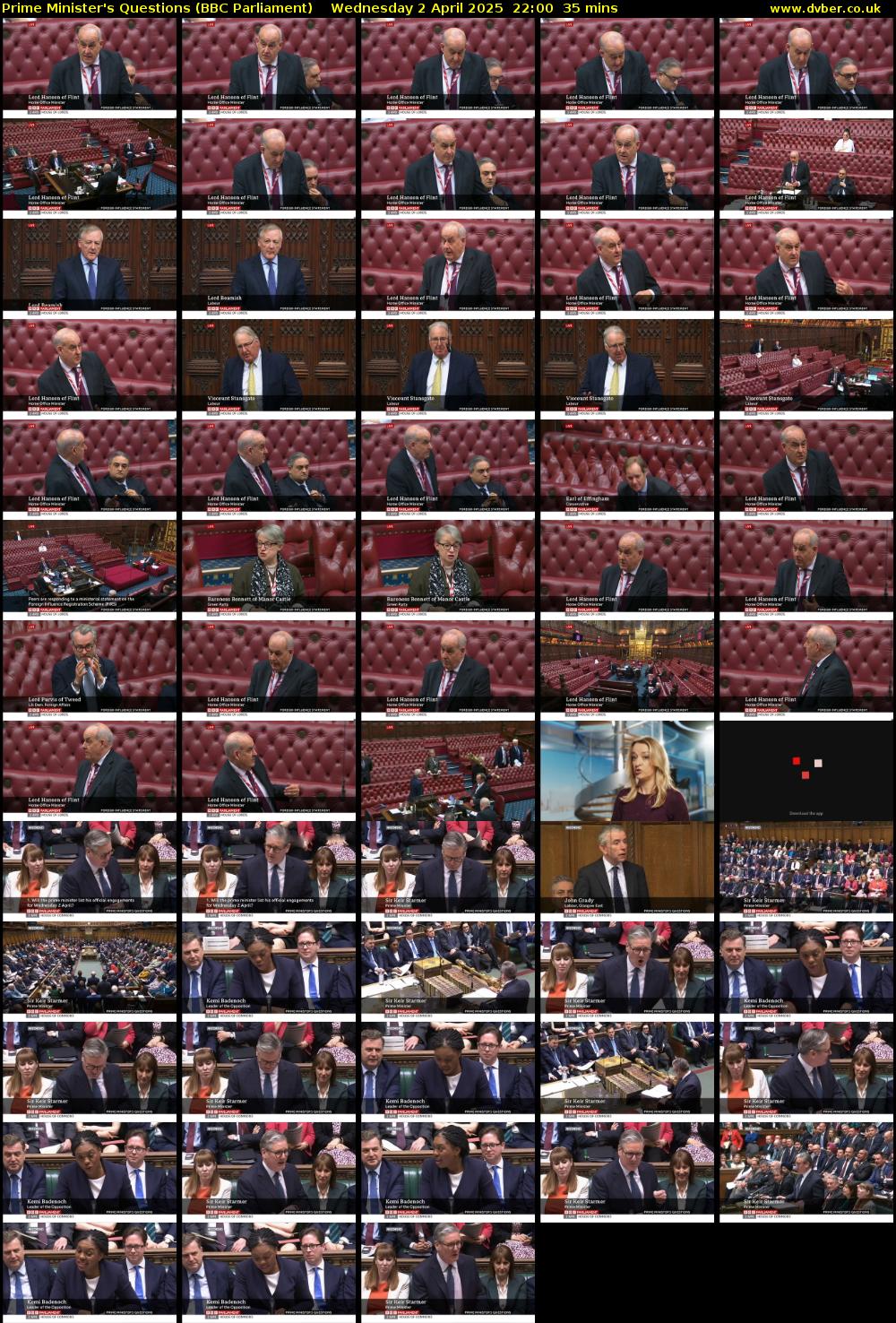 Prime Minister's Questions (BBC Parliament) Wednesday 2 April 2025 22:00 - 22:35