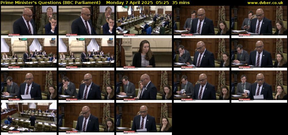 Prime Minister's Questions (BBC Parliament) Monday 7 April 2025 05:25 - 06:00