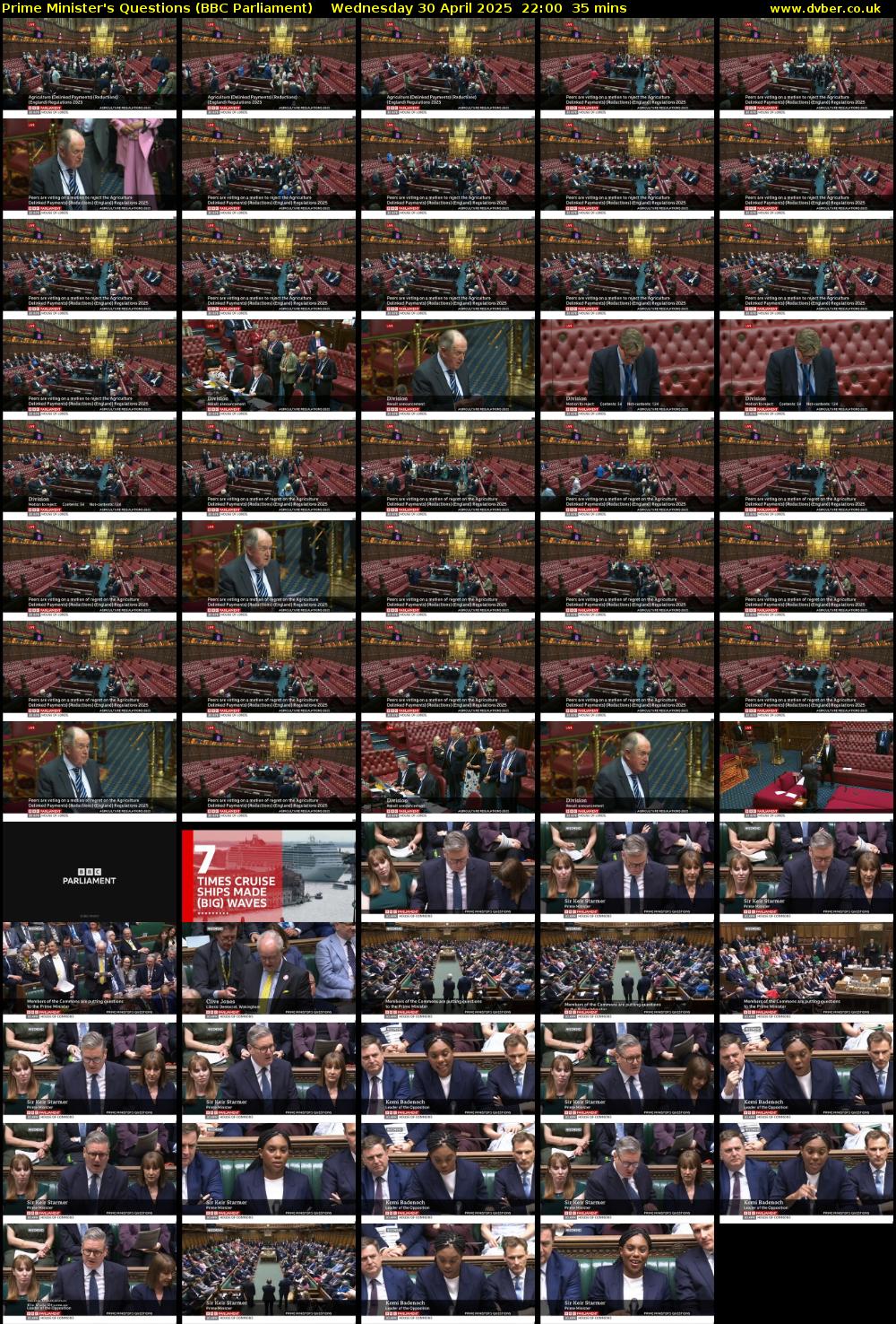 Prime Minister's Questions (BBC Parliament) Wednesday 30 April 2025 22:00 - 22:35
