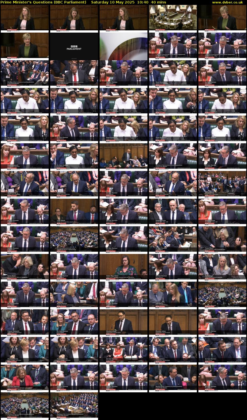 Prime Minister's Questions (BBC Parliament) Saturday 10 May 2025 10:40 - 11:20