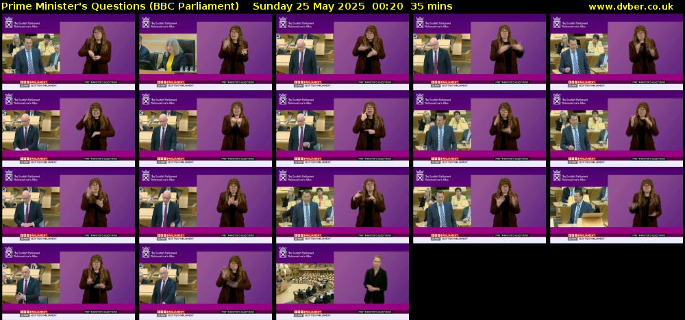 Prime Minister's Questions (BBC Parliament) Sunday 25 May 2025 00:20 - 00:55