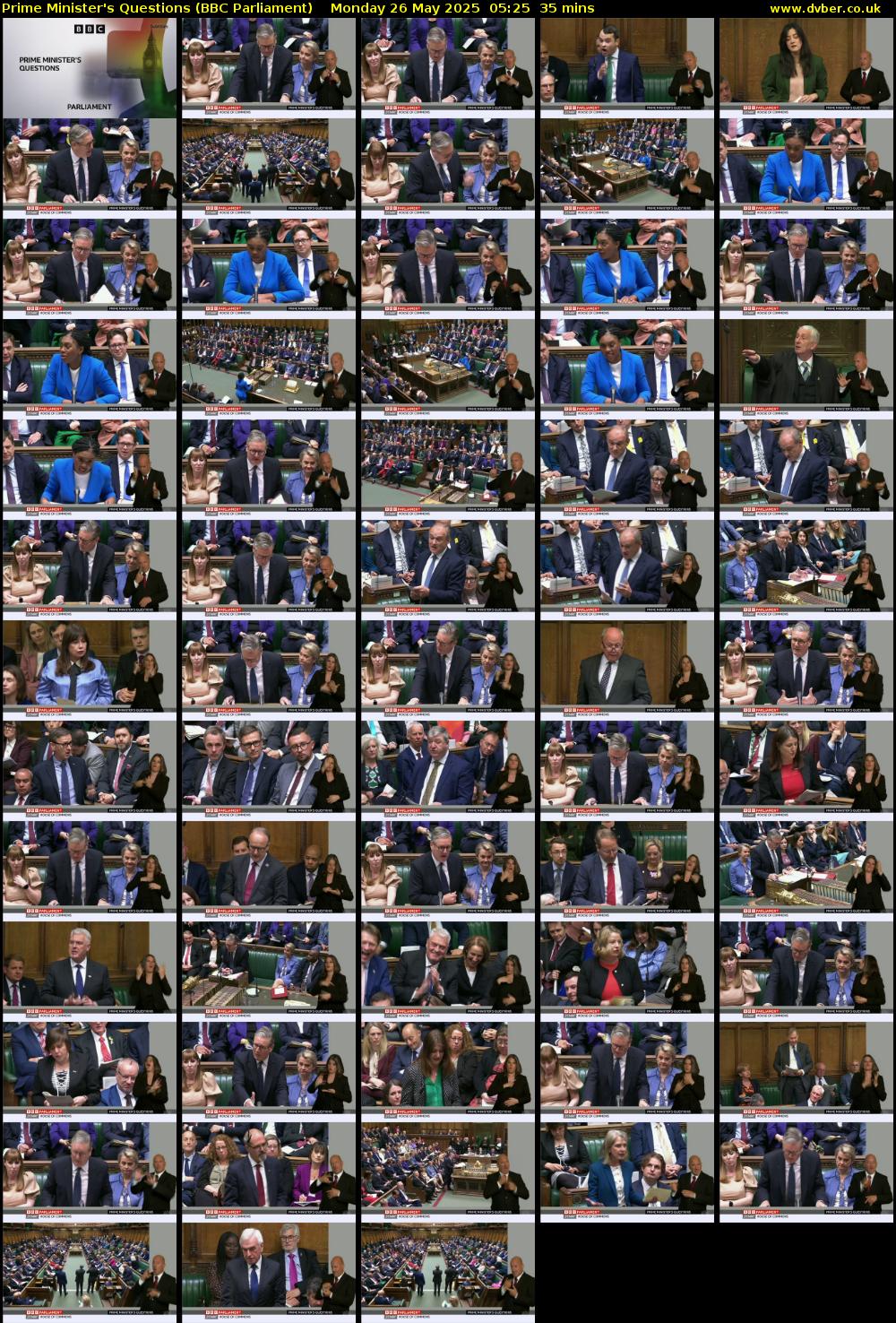 Prime Minister's Questions (BBC Parliament) Monday 26 May 2025 05:25 - 06:00
