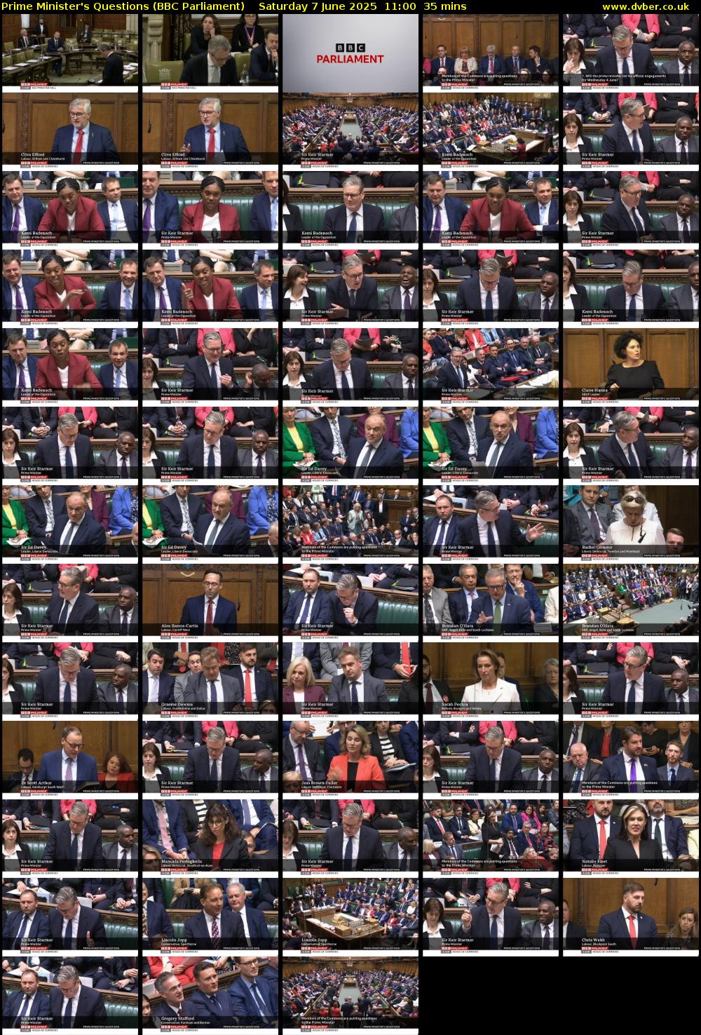 Prime Minister's Questions (BBC Parliament) Saturday 7 June 2025 11:00 - 11:35