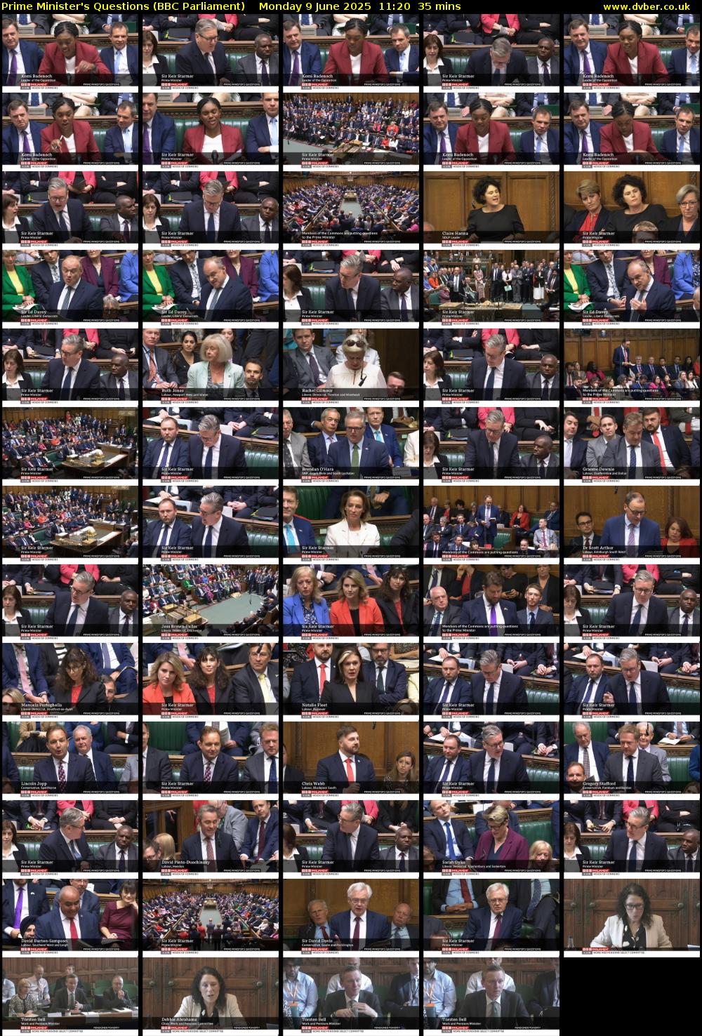 Prime Minister's Questions (BBC Parliament) Monday 9 June 2025 11:20 - 11:55