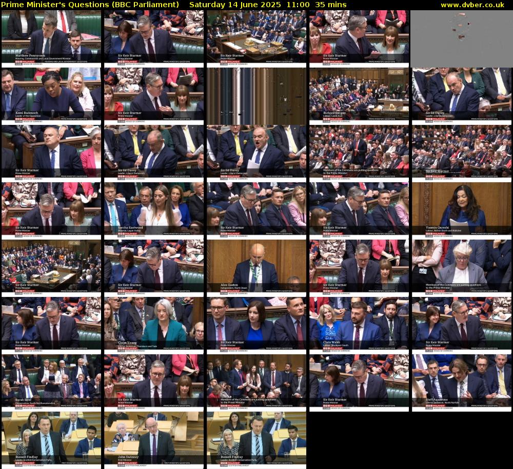 Prime Minister's Questions (BBC Parliament) Saturday 14 June 2025 11:00 - 11:35