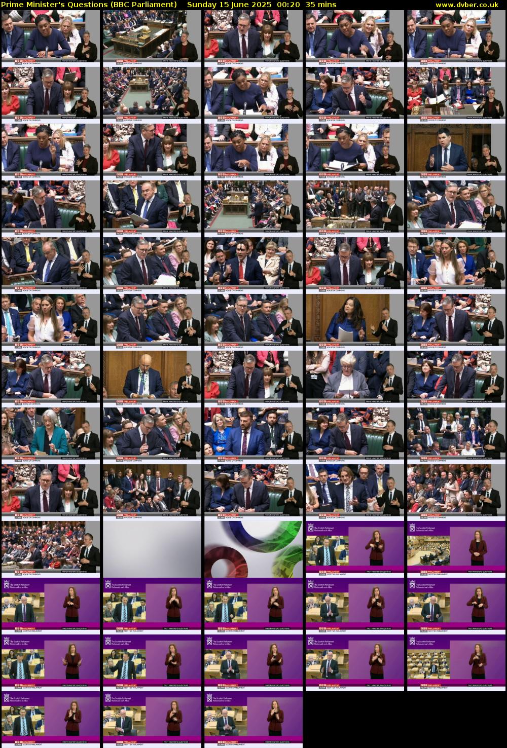 Prime Minister's Questions (BBC Parliament) Sunday 15 June 2025 00:20 - 00:55