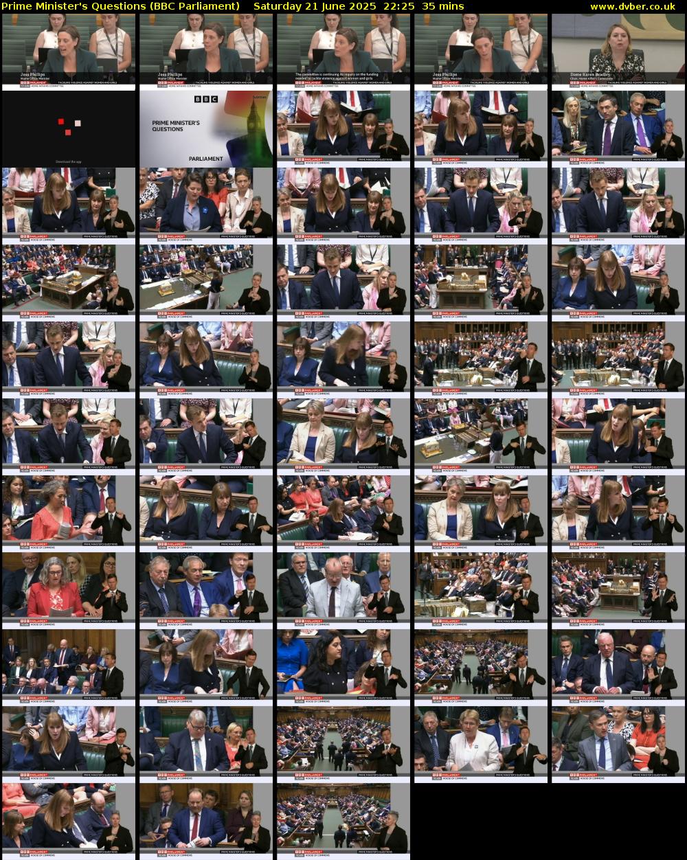 Prime Minister's Questions (BBC Parliament) Saturday 21 June 2025 22:25 - 23:00