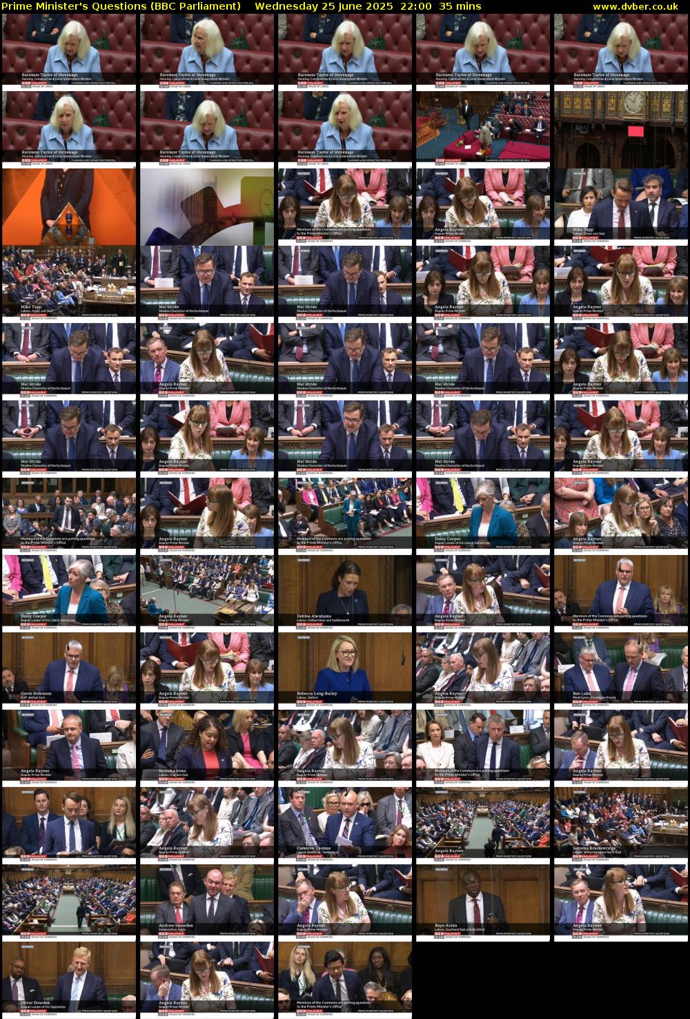 Prime Minister's Questions (BBC Parliament) Wednesday 25 June 2025 22:00 - 22:35