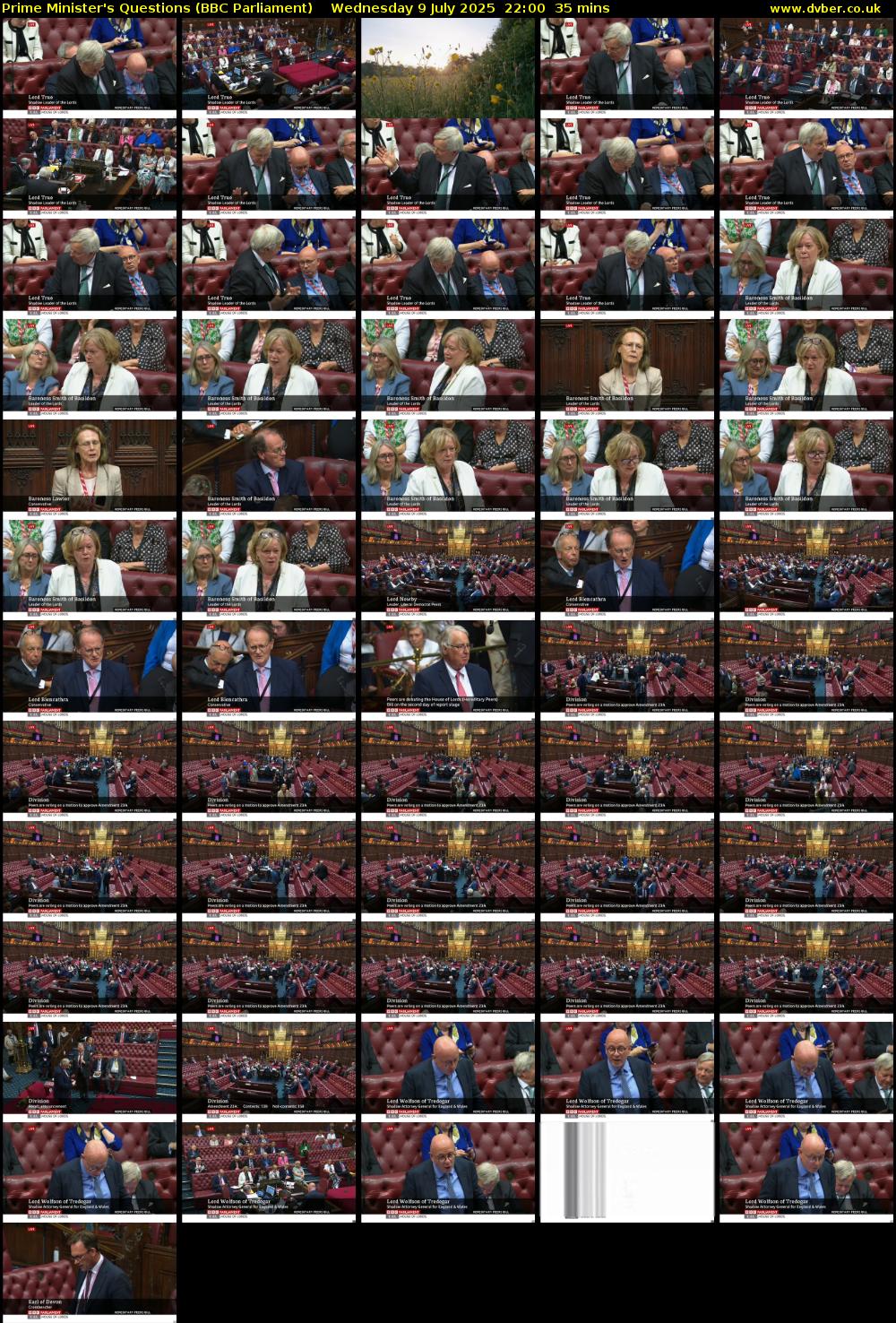 Prime Minister's Questions (BBC Parliament) Wednesday 9 July 2025 22:00 - 22:35