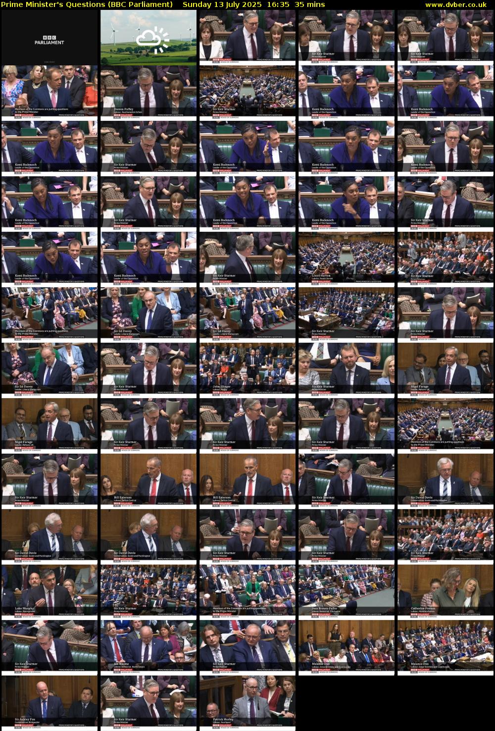 Prime Minister's Questions (BBC Parliament) Sunday 13 July 2025 16:35 - 17:10