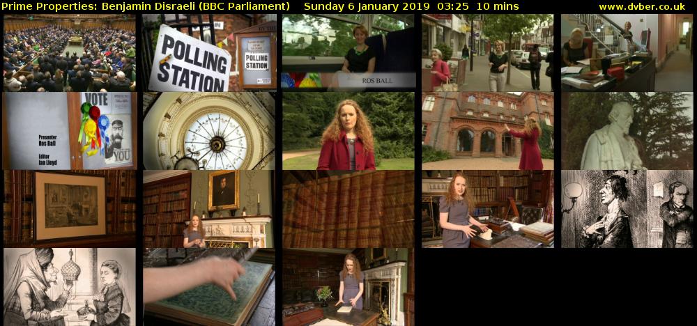 Prime Properties: Benjamin Disraeli (BBC Parliament) Sunday 6 January 2019 03:25 - 03:35