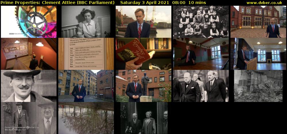 Prime Properties: Clement Attlee (BBC Parliament) Saturday 3 April 2021 08:00 - 08:10