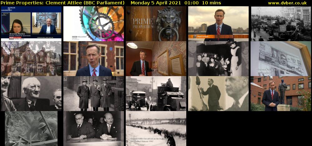 Prime Properties: Clement Attlee (BBC Parliament) Monday 5 April 2021 01:00 - 01:10