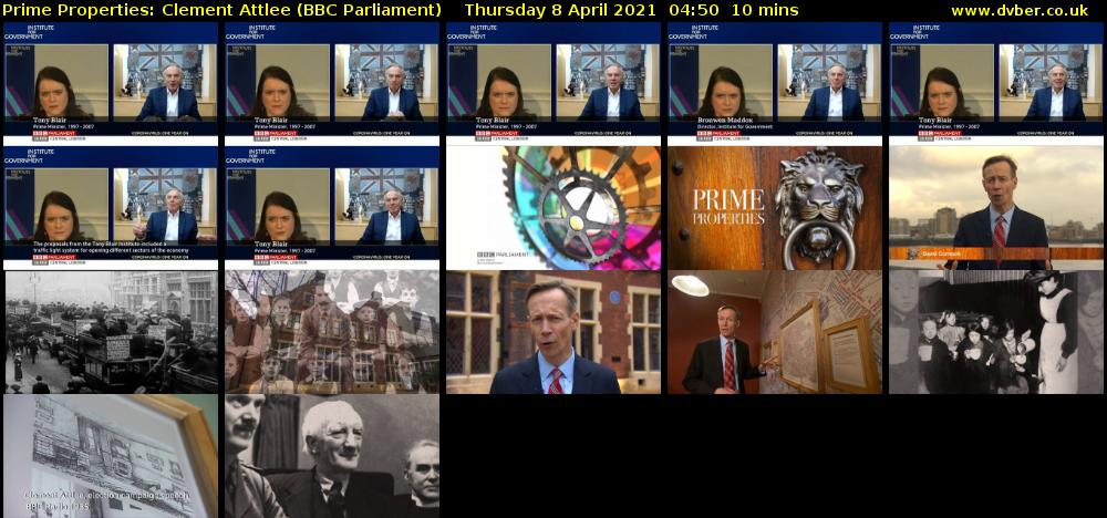Prime Properties: Clement Attlee (BBC Parliament) Thursday 8 April 2021 04:50 - 05:00