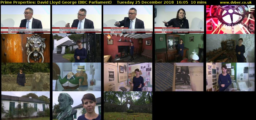 Prime Properties: David Lloyd George (BBC Parliament) Tuesday 25 December 2018 16:05 - 16:15