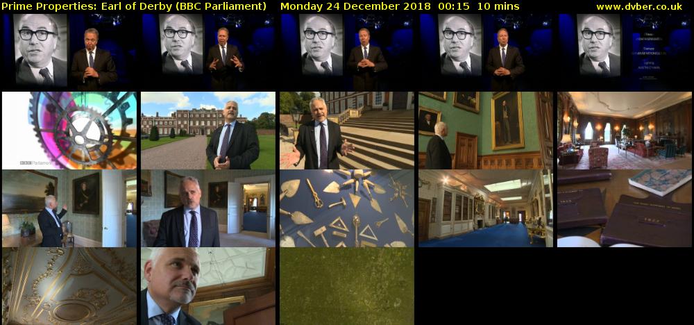 Prime Properties: Earl of Derby (BBC Parliament) Monday 24 December 2018 00:15 - 00:25