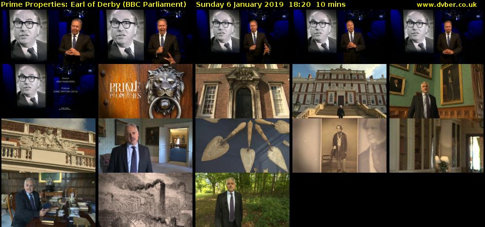 Prime Properties: Earl of Derby (BBC Parliament) Sunday 6 January 2019 18:20 - 18:30