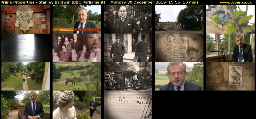 Prime Properties - Stanley Baldwin (BBC Parliament) Monday 30 December 2019 15:55 - 16:05