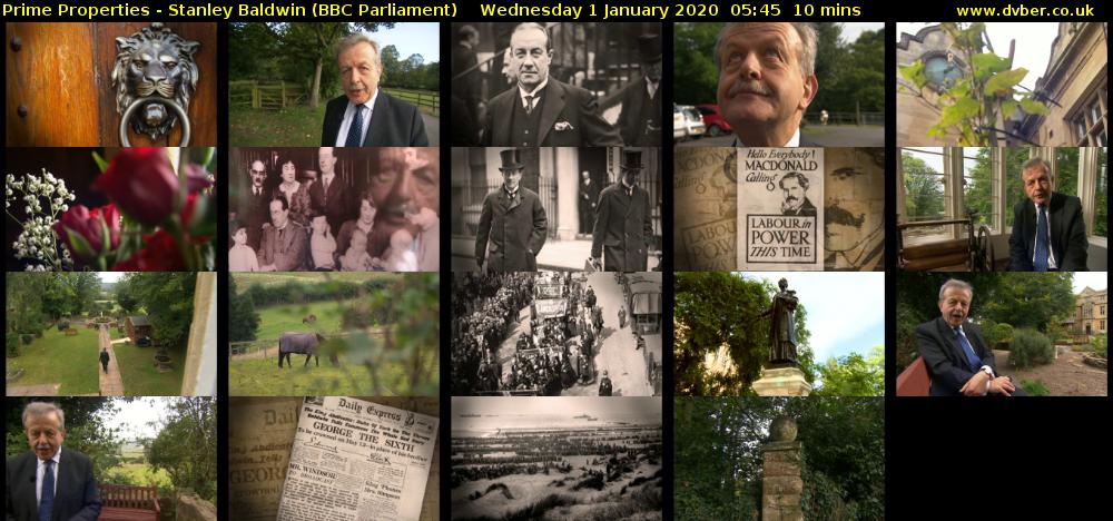Prime Properties - Stanley Baldwin (BBC Parliament) Wednesday 1 January 2020 05:45 - 05:55