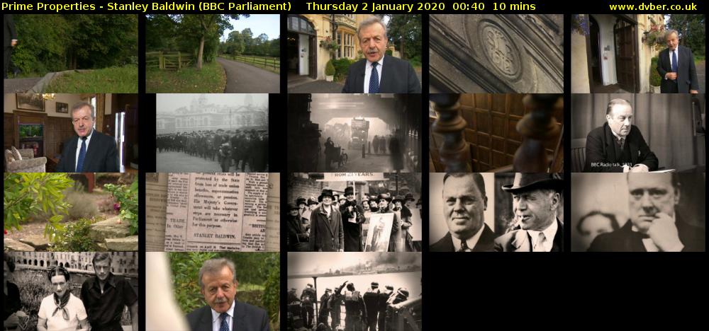 Prime Properties - Stanley Baldwin (BBC Parliament) Thursday 2 January 2020 00:40 - 00:50
