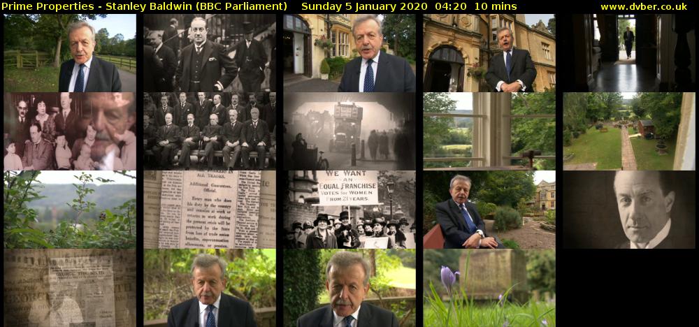 Prime Properties - Stanley Baldwin (BBC Parliament) Sunday 5 January 2020 04:20 - 04:30