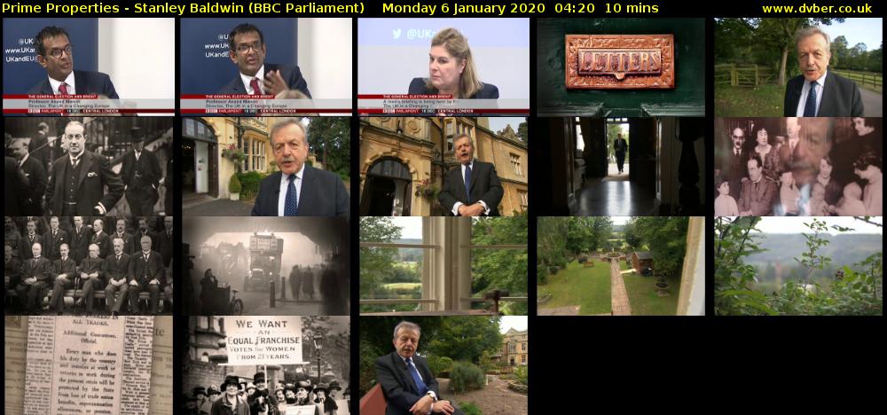 Prime Properties - Stanley Baldwin (BBC Parliament) Monday 6 January 2020 04:20 - 04:30