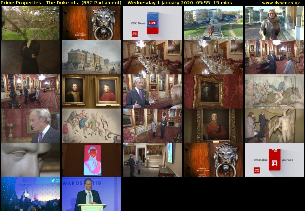 Prime Properties - The Duke of... (BBC Parliament) Wednesday 1 January 2020 05:55 - 06:10