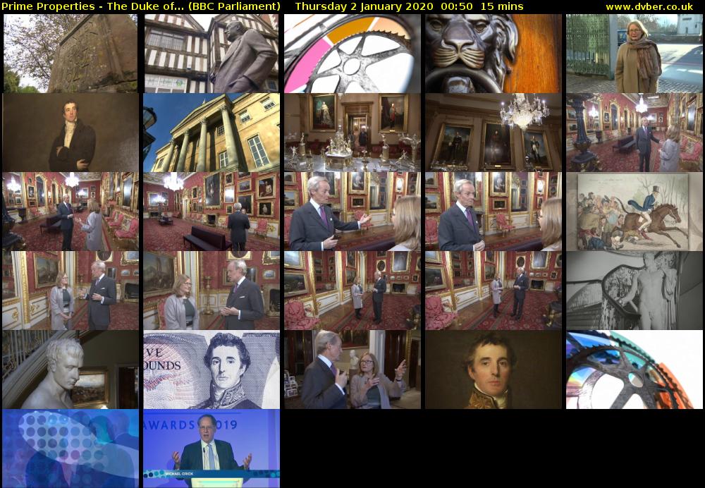 Prime Properties - The Duke of... (BBC Parliament) Thursday 2 January 2020 00:50 - 01:05