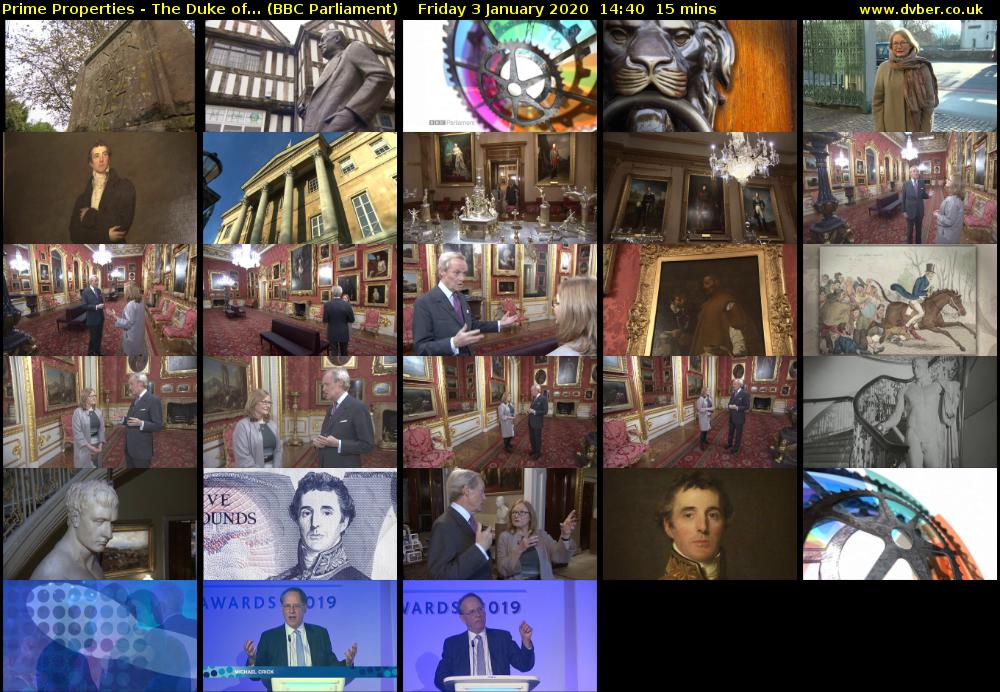 Prime Properties - The Duke of... (BBC Parliament) Friday 3 January 2020 14:40 - 14:55