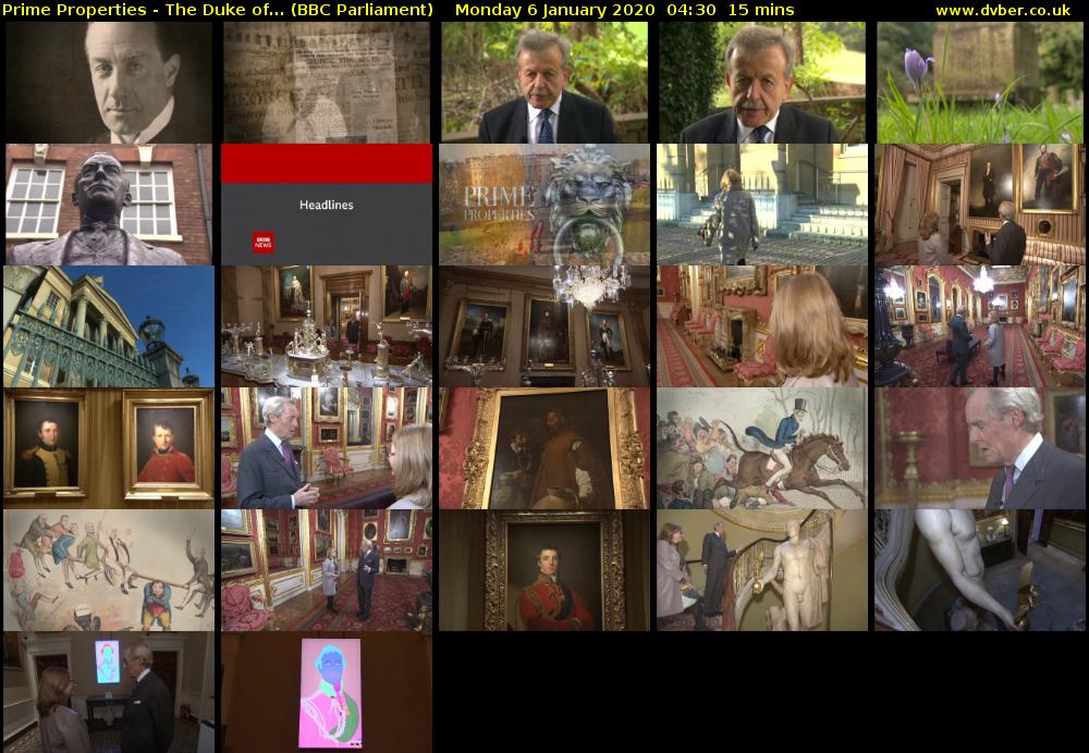 Prime Properties - The Duke of... (BBC Parliament) Monday 6 January 2020 04:30 - 04:45